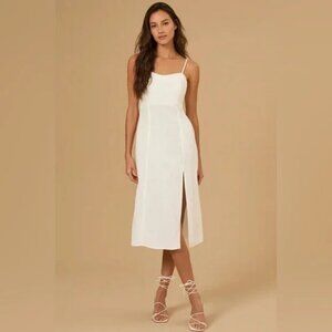 NWT Altar'd State Sadie Linen Beige Midi Dress